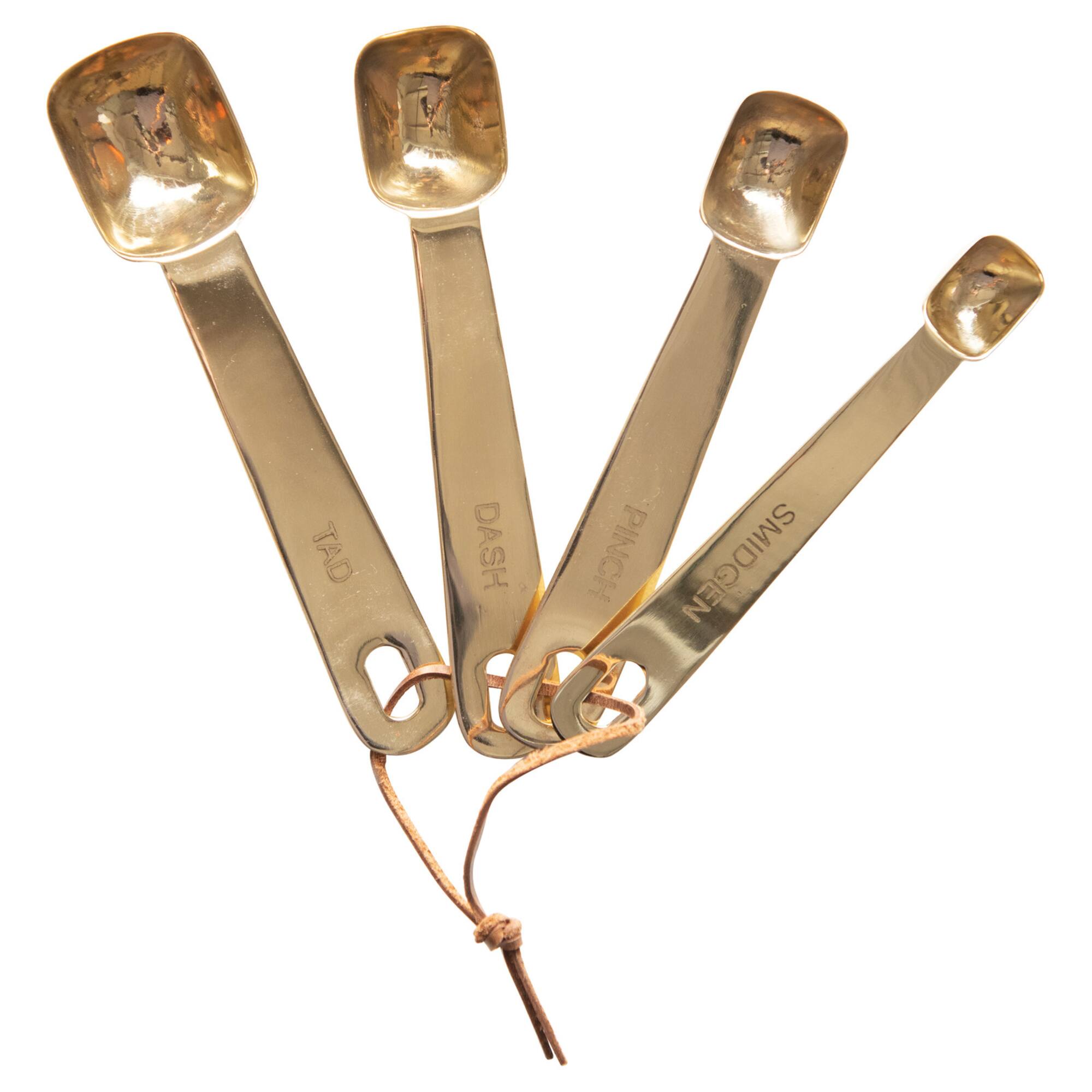 Hello Honey® Gold Metal Measuring Spoons with Leather Tie Set